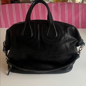 Givenchy Nightingale Black Leather Satchel with Top Handles and Detachable Strap